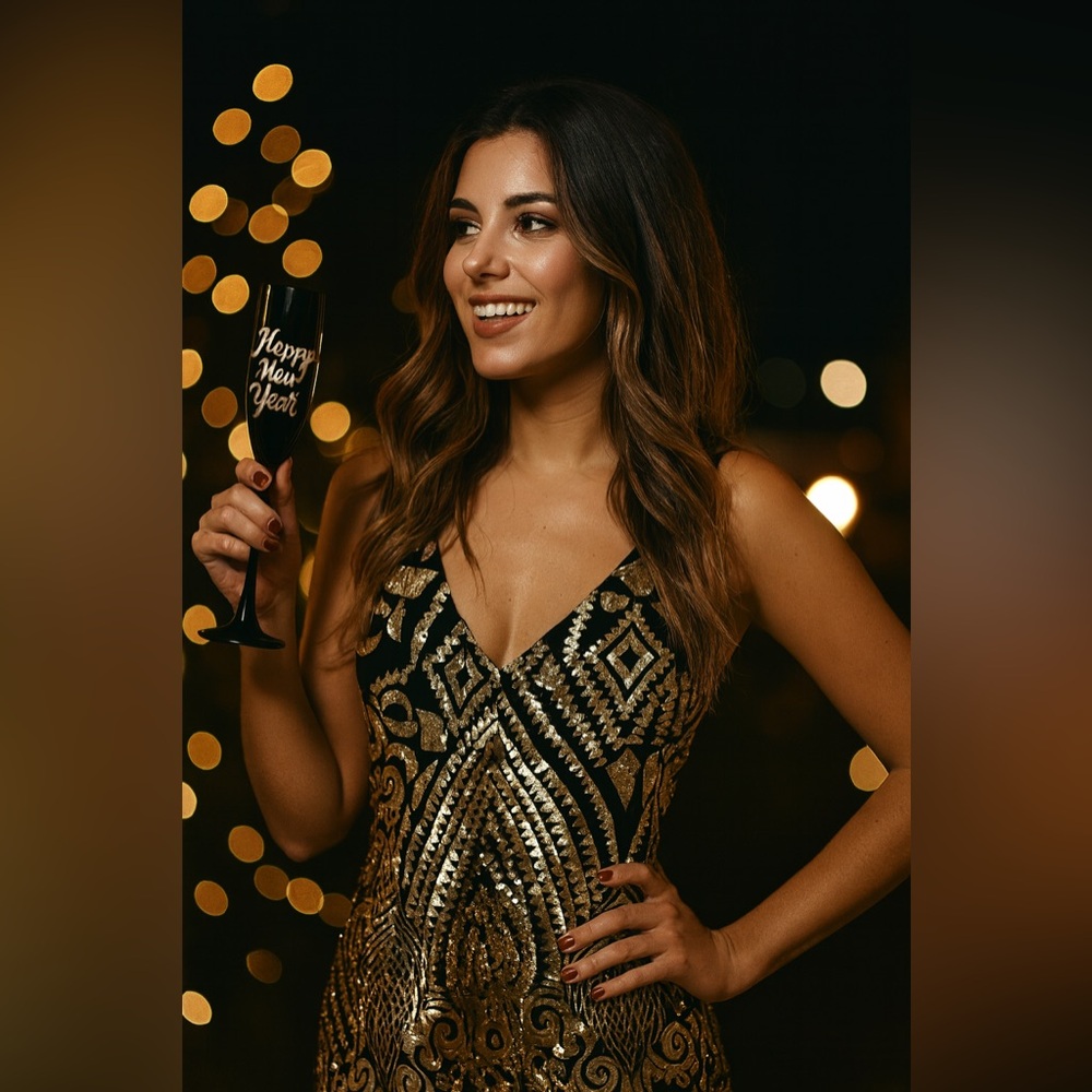 NWT Miss Ord Gold Sequin Glam Art Deco Bodycon Mini Party Luxury Luxe Dress s/M - Picture 2 of 4